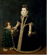 Sofonisba Anguissola Girl with a dwarf, thought to be a portrait of Margarita of Savoy, daughter of the Duke and Duchess of Savoy oil painting reproduction